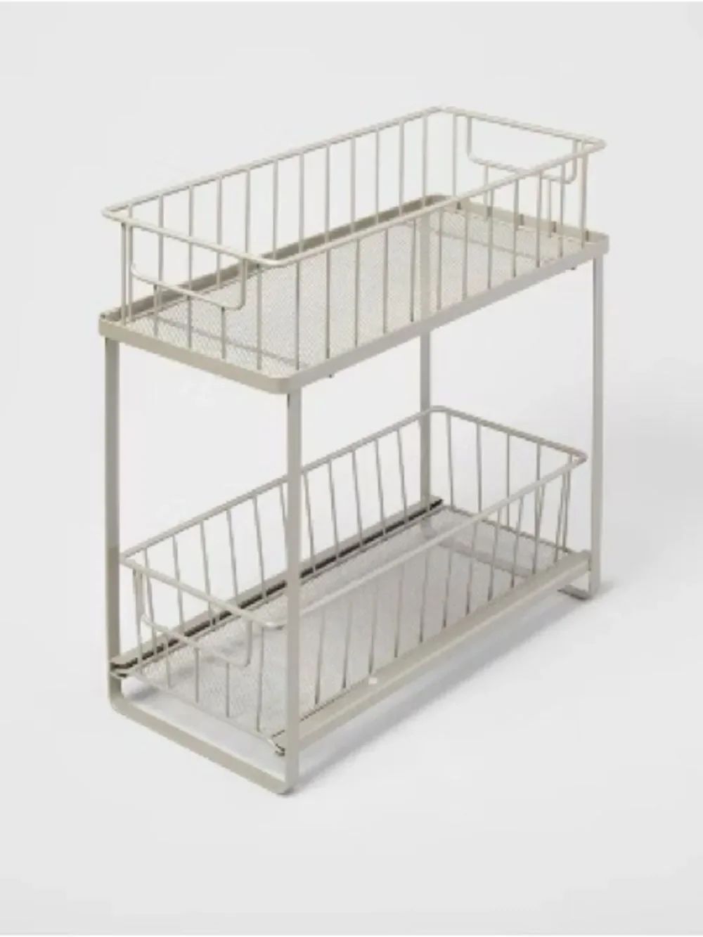 Brightroom Two-Tier Metal Storage Basket Shelf in Gray - Maximize Storage Space